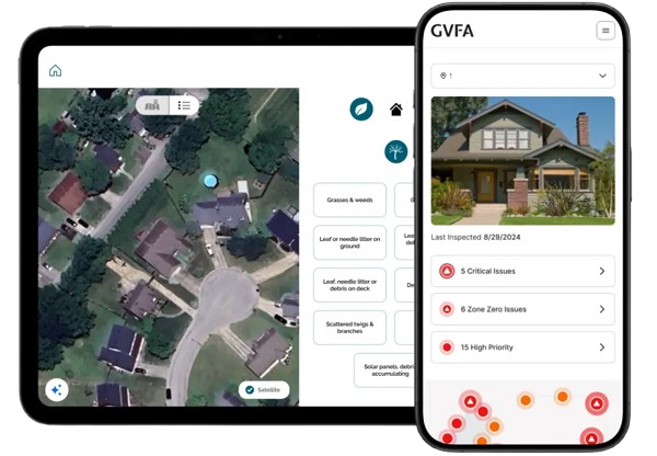 Image of Fire Aside Interface with an interactive wildfire risk assessment
